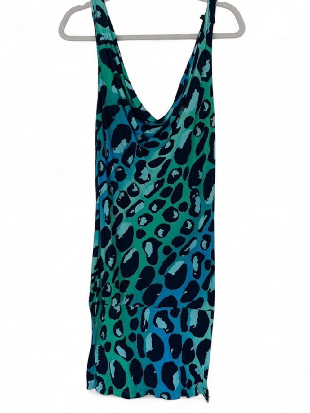 Diane Von Furstenberg Teal & Navy Leopard Print Dress